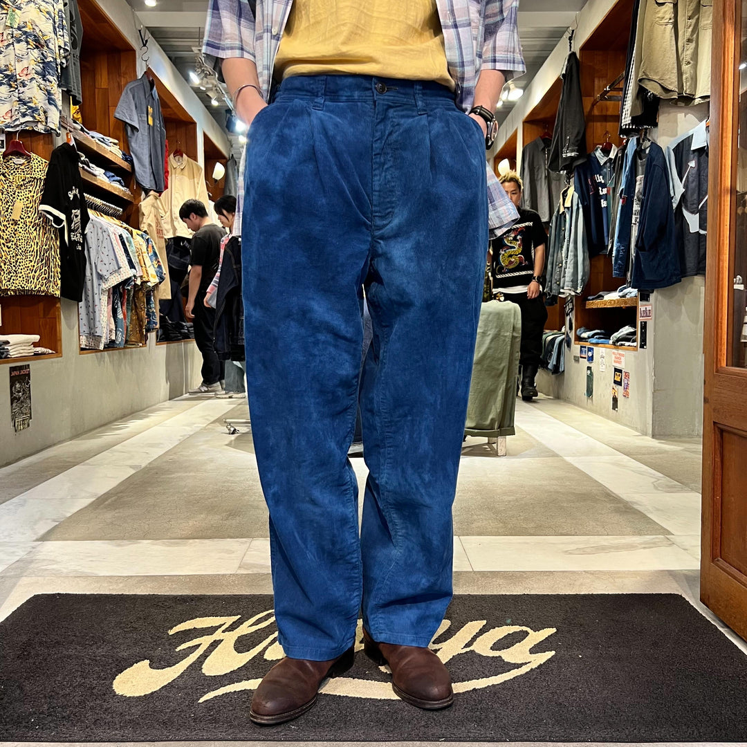 HOLLYWOOD RANCH MARKET - INDIGO Dyed Beach corduroy Tuck Trousers - 1019349