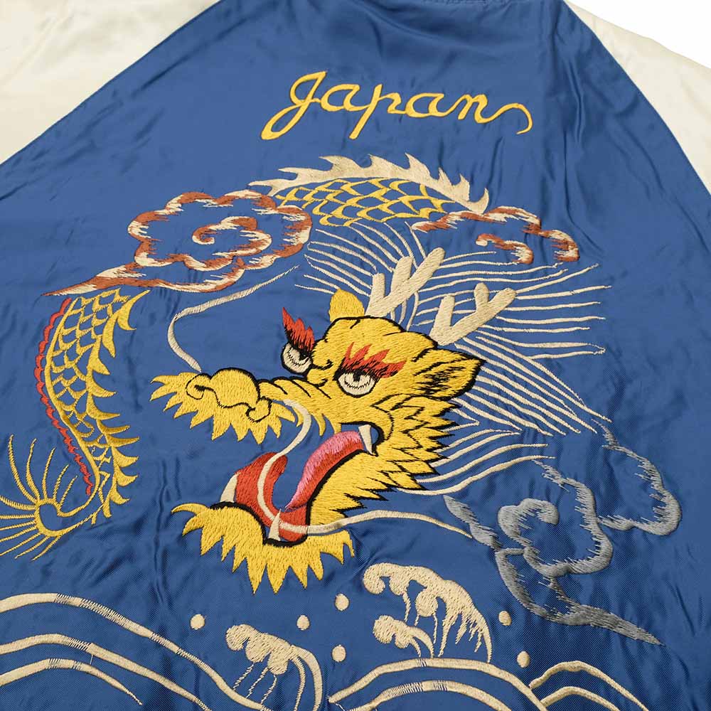 TAILOR TOYO - Acetate Souvenir Jacket - WHITE TIGER × GOLD DRAGON