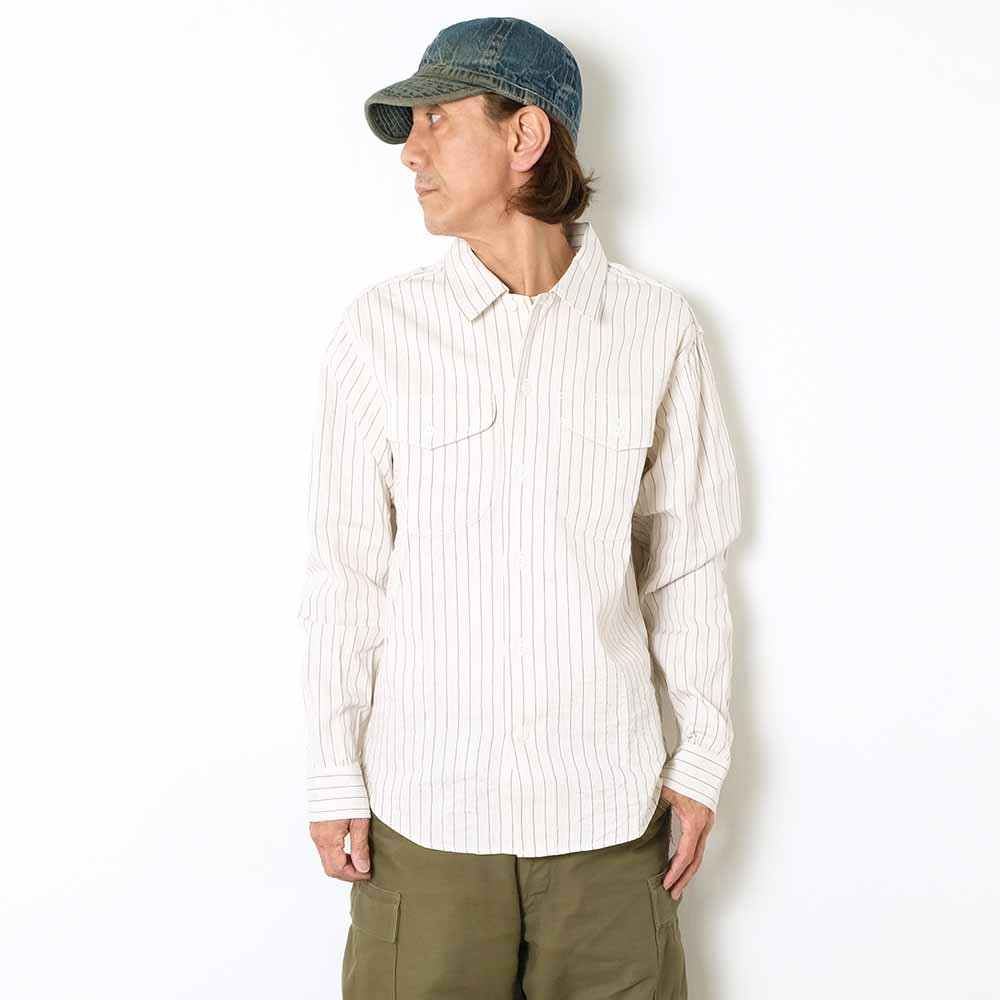 SUGAR CANE COKE STRIPE L/S WORK SHIRT SC28652