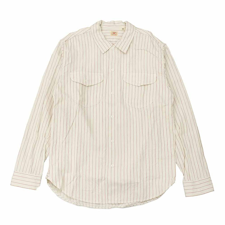 SUGAR CANE COKE STRIPE L/S WORK SHIRT SC28652