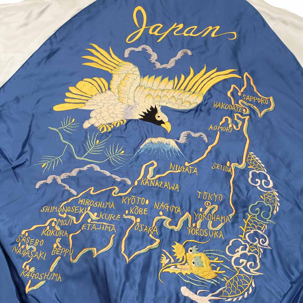 TAILOR TOYO - Mid 1950s Style Velveteen Souvenir Jacket - GOLD DRAGON & GOLD TIGER × JAPAN MAP - TT15840