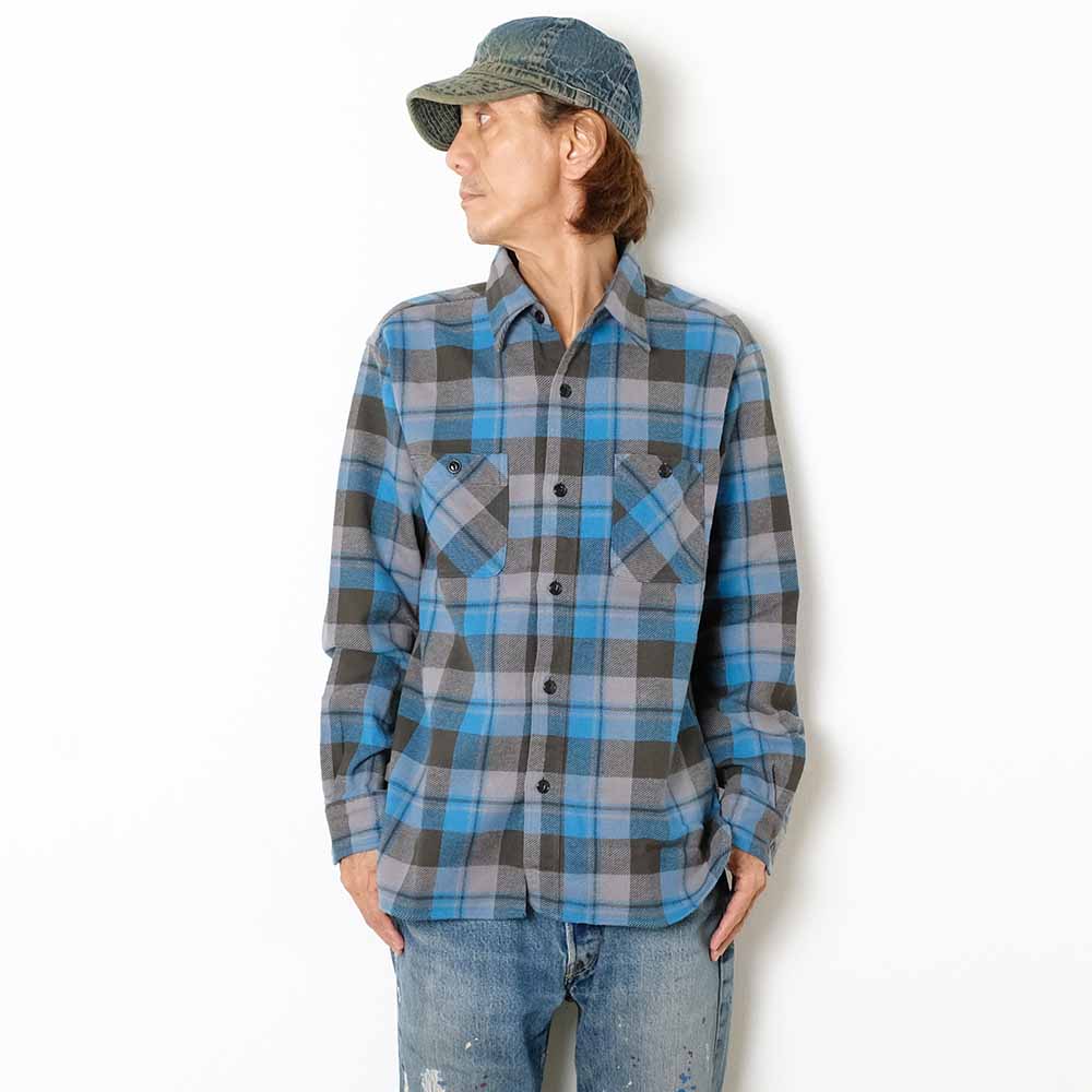 SUGAR CANE - TWILL CHECK WORK SHIRT - SC29558