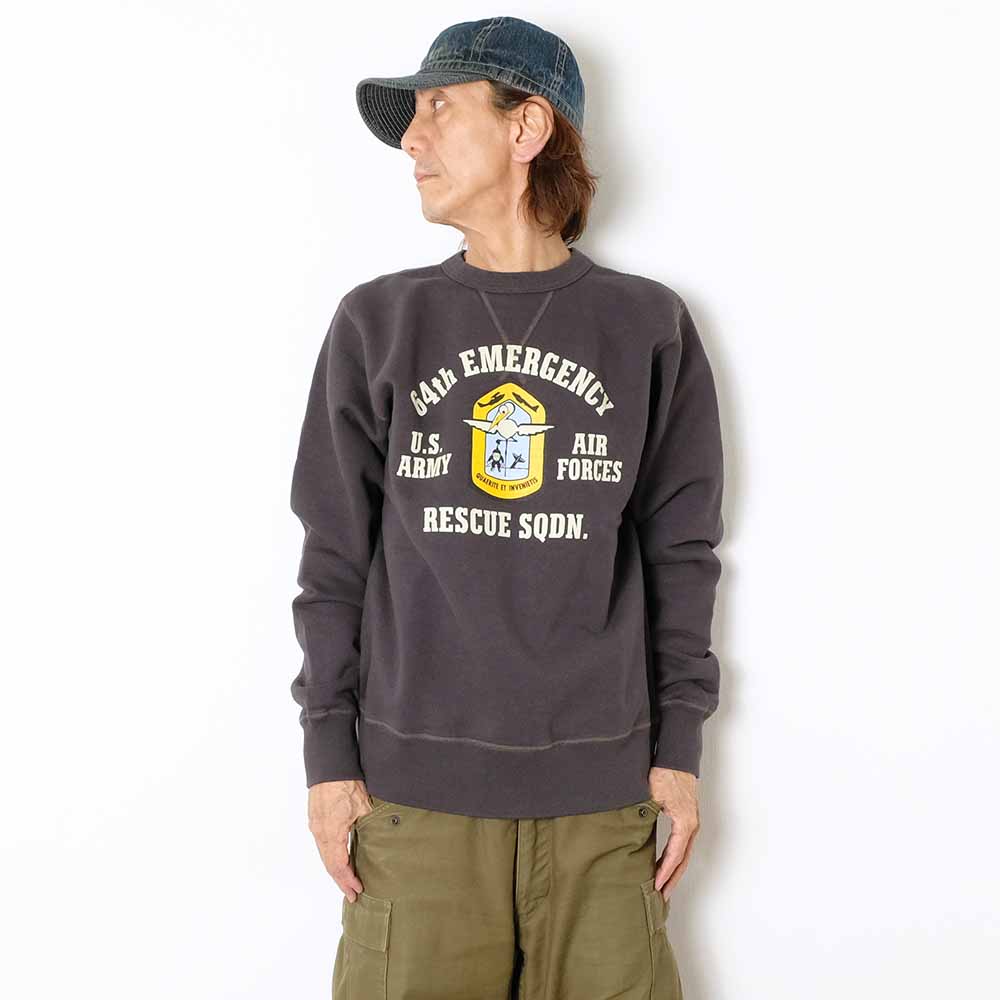 BUZZ RICKSON'S - SET-IN CREW SWEAT - 64th EMERGENCY RESCUE SQDN - BR69635