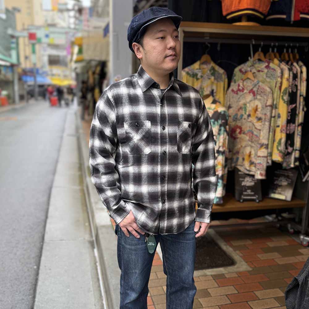 SUGAR CANE - COTTON OMBRE CHECK L/S WORK SHIRT - SC29723