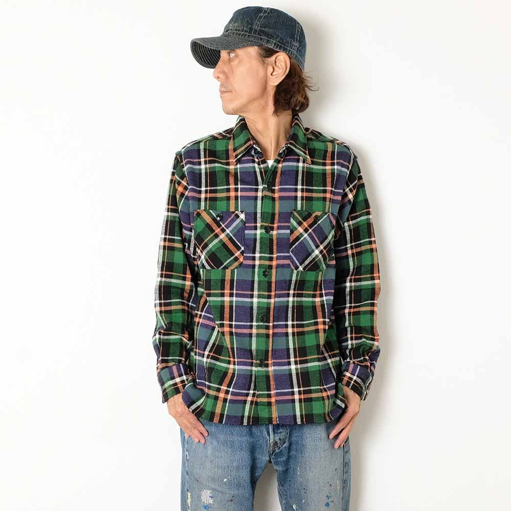 SUGAR CANE - TWILL CHECK WORK SHIRT - SC29566