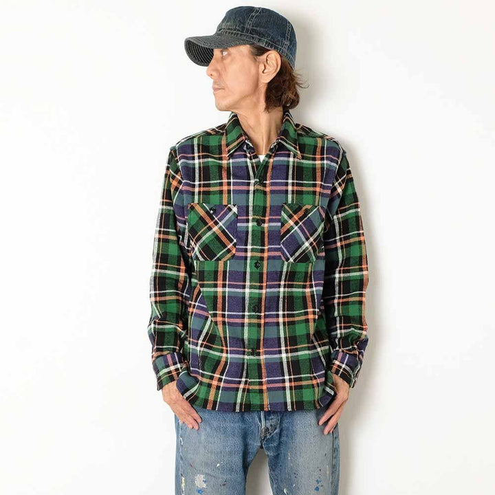 SUGAR CANE - TWILL CHECK WORK SHIRT - SC29566