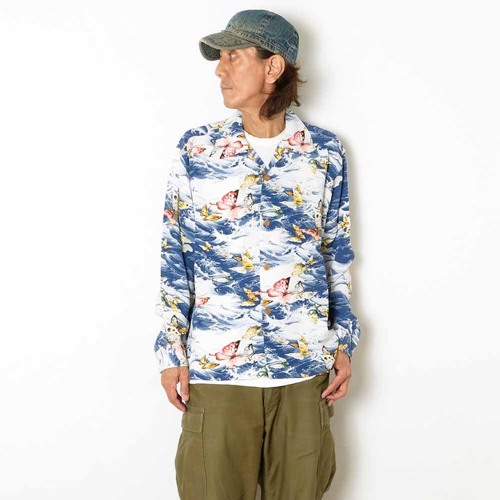 SUN SURF - HINOYA EXCLUSIVE - L/S RAYON HAWAIIAN SHIRT - BUTTERFLY SPLASH - SS39627HYL