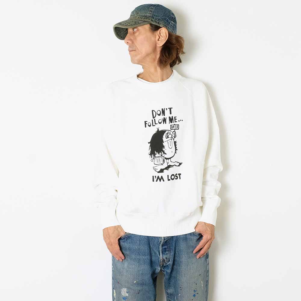BARNS - Azuma Drop Needle Ribbed Crew Neck Print Sweatshirt - I'M LOST - BR-25437