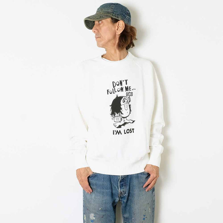 BARNS - Azuma Drop Needle Ribbed Crew Neck Print Sweatshirt - I'M LOST - BR-25437