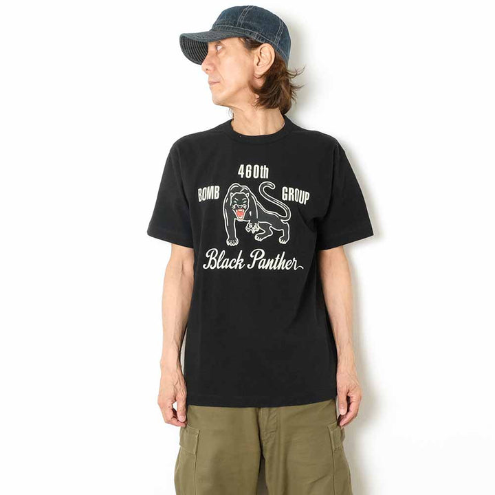 BUZZ RICKSON'S - GOVERNMENT ISSUE T-SHIRT - 460th BOMB.SQ. Black Panther - BR79575