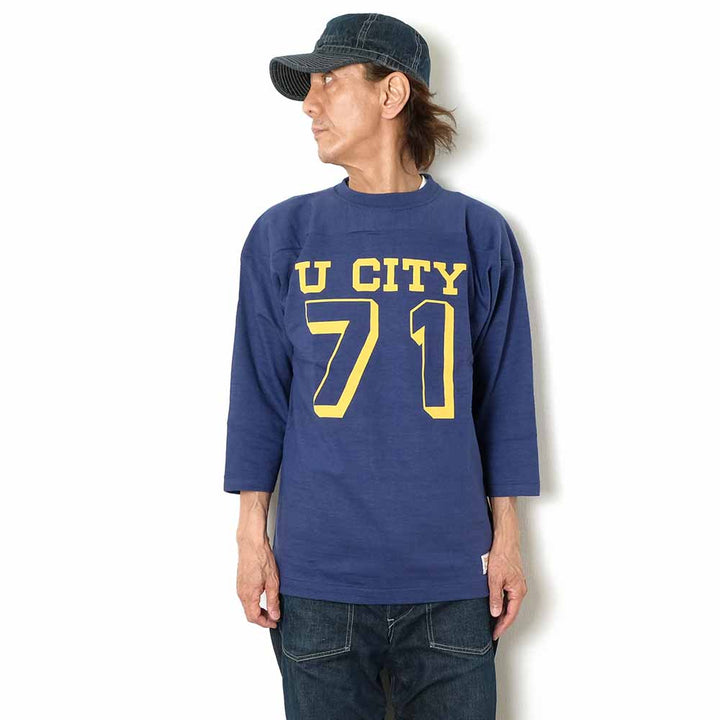 WAREHOUSE - 7/10 SLEEVE FOOTBALL T-SHIRT - U CITY - 4063U-25