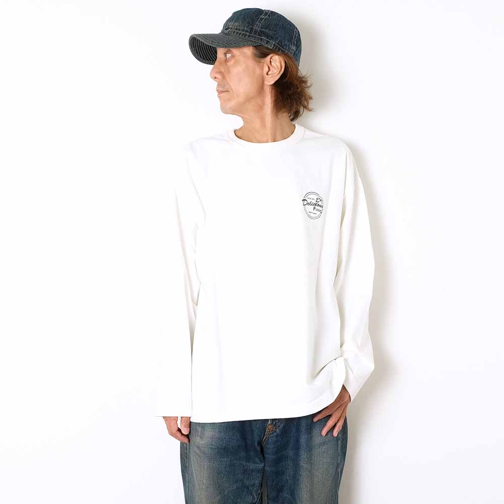 BARNS - 10/- 90's Heavy Weight L/S Print T-shirt - Delicious PIZZA - BR-25407