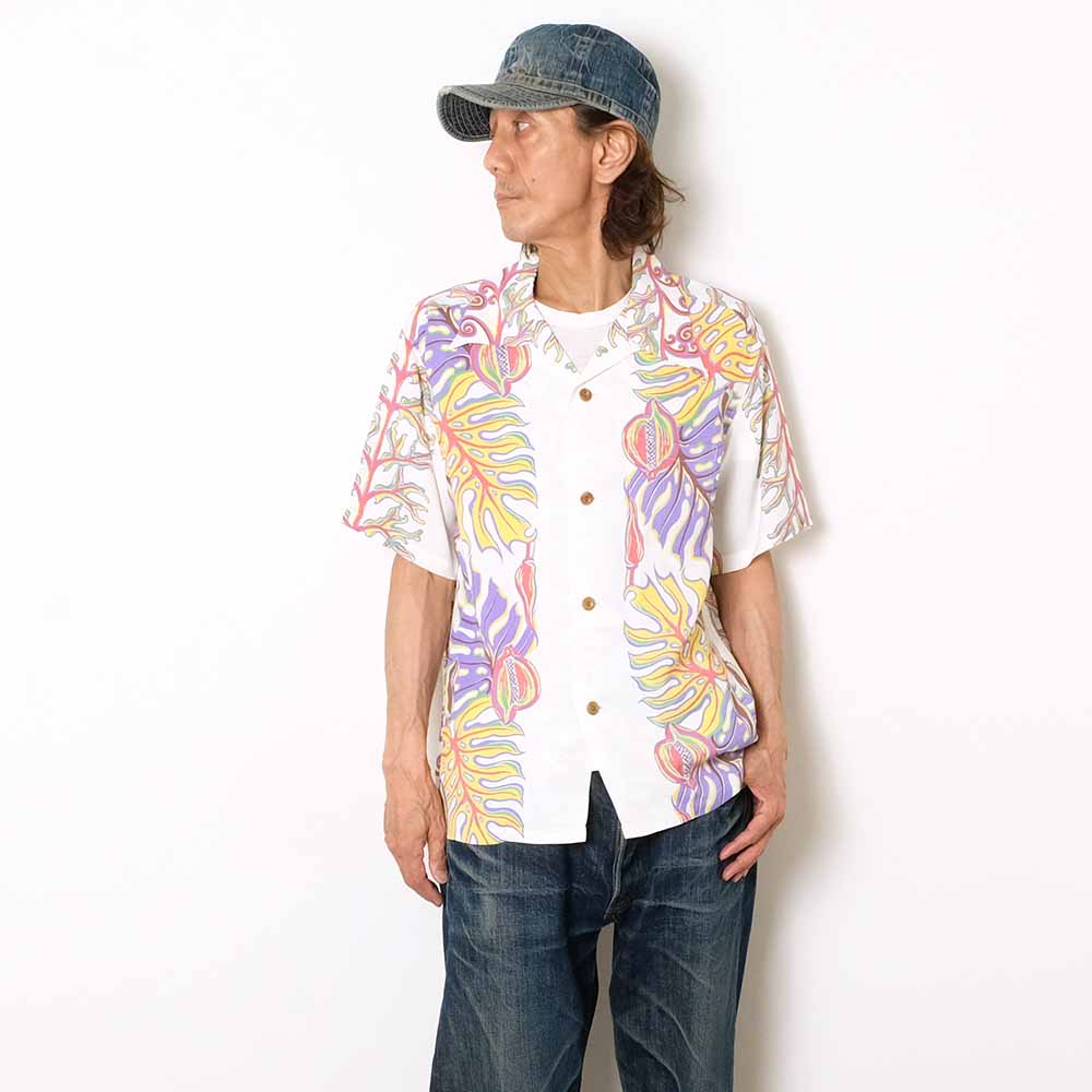 SUN SURF - S/S RAYON HAWAIIAN SHIRT - MONSTERA BORDER - SS39622
