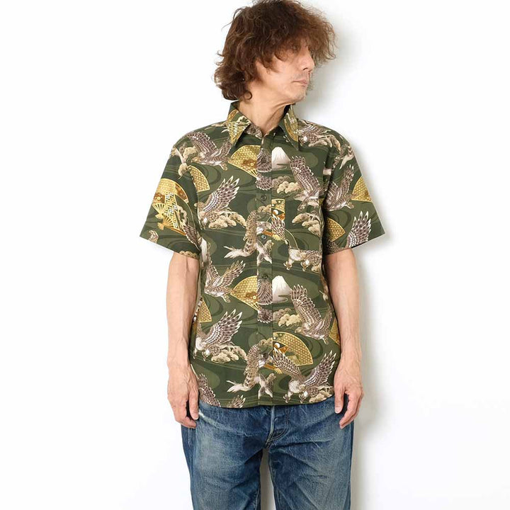 衣櫻 - シーチング素材 - 半袖レギュラーシャツ - 鷹 - SA1615