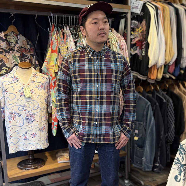 SUGAR CANE - INDIA MADRAS CHECK BUTTON DOWN SHIRT - SC29513