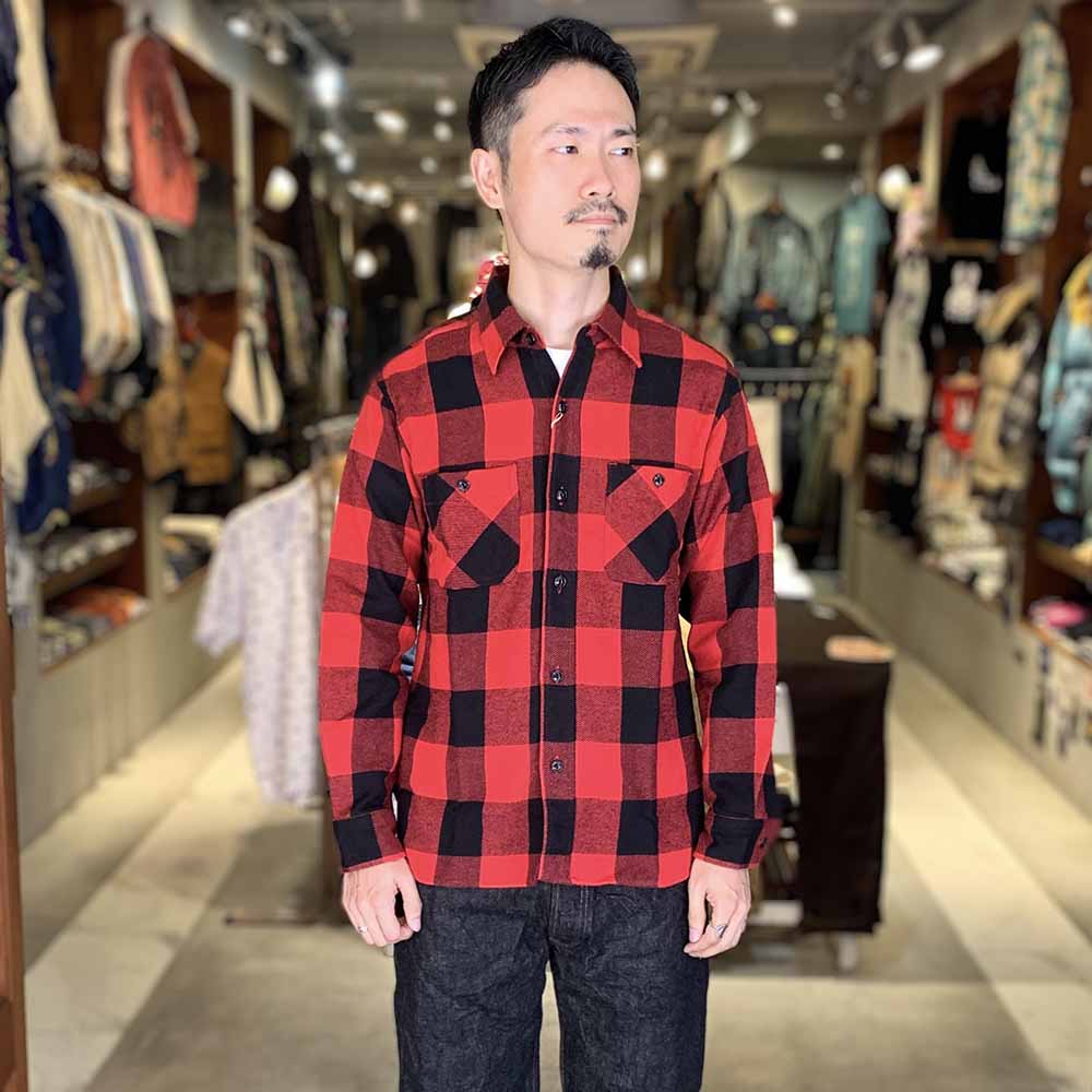 SUGAR CANE - TWILL CHECK WORK SHIRT - SC29357