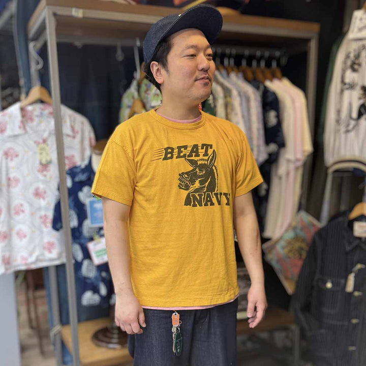 WAREHOUSE - 2ND HAND SERIES - Lot.4064 - S/S T-SHIRTS - BEAT NAVY - 4064BEA-26