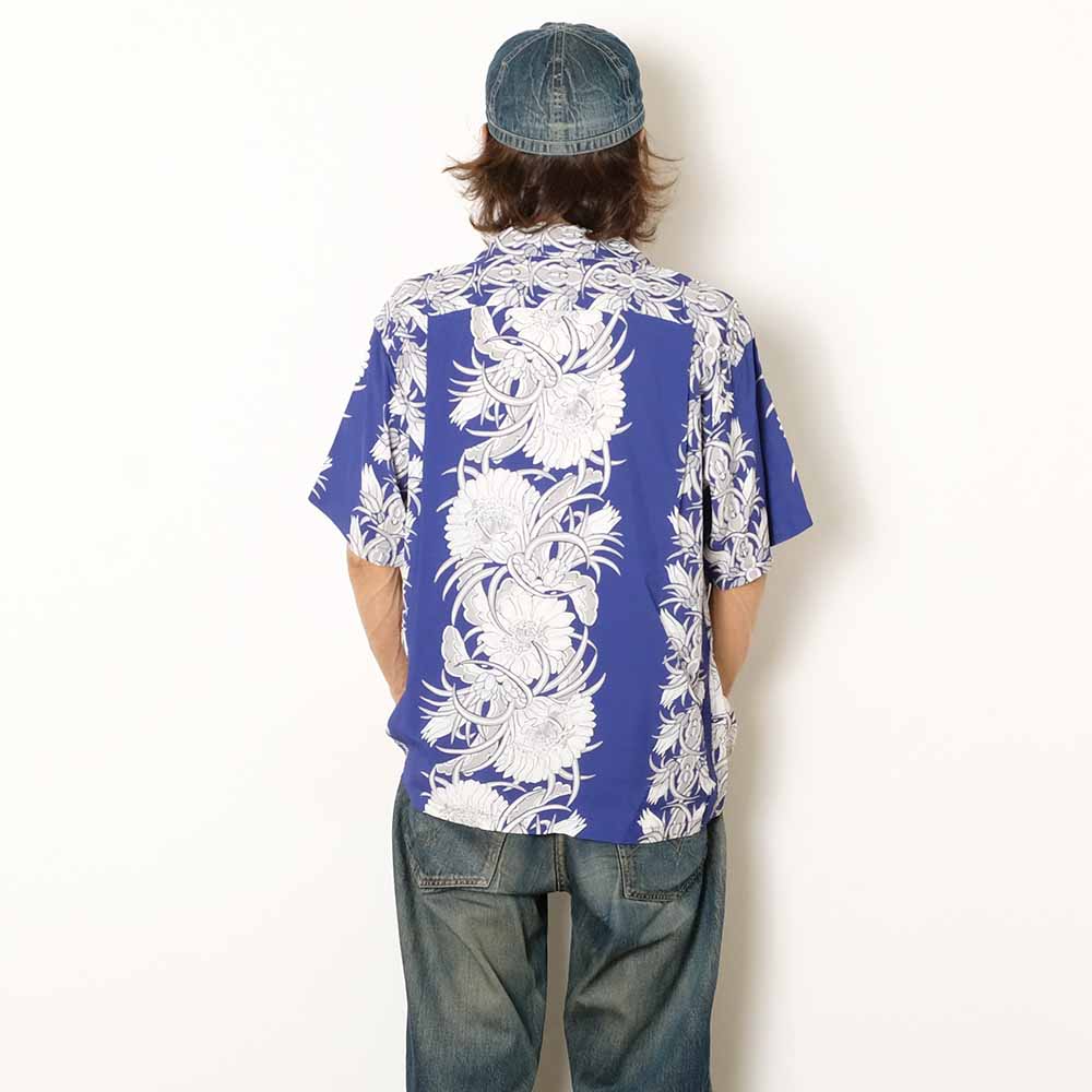 SUN SURF - S/S RAYON HAWAIIAN SHIRT - NIGHT BLOOMING CEREUS BORDER - SS39612