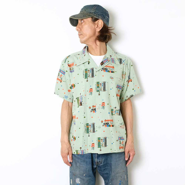 STAR OF HOLLYWOOD - DOBBY COTTON OPEN SHIRT - STREET STALL - SH39497