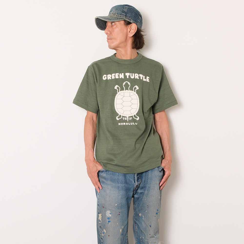 WAREHOUSE - Lot 4601 - S/S T-SHIRT - GREEN TURTLE - 4601GR-26