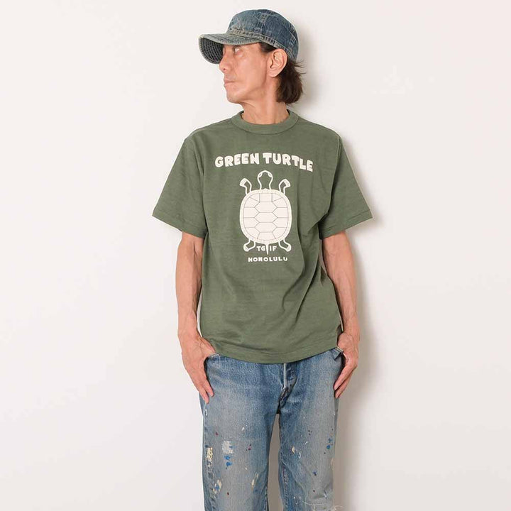 WAREHOUSE - Lot 4601 - S/S T-SHIRT - GREEN TURTLE - 4601GR-26