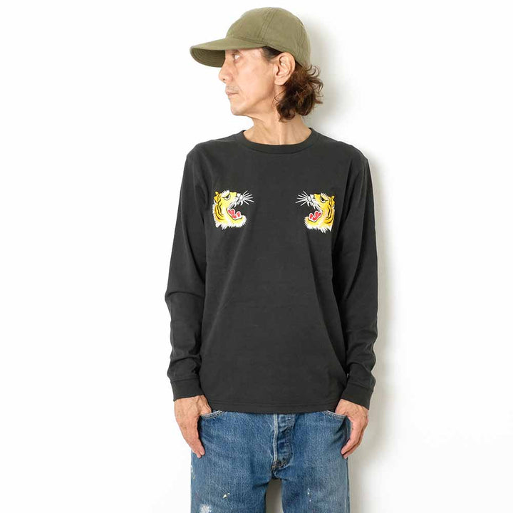 TAILOR TOYO - L/S SUKA T-SHIRT - EMBROIDERED - TIGER - TT69471