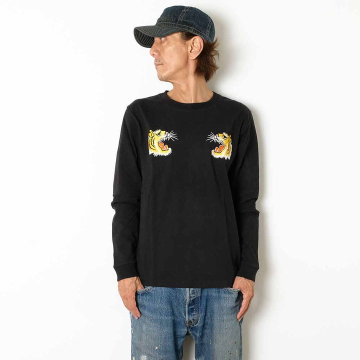 TAILOR TOYO - L/S SUKA T-SHIRT - EMBROIDERED - TIGER - TT69649