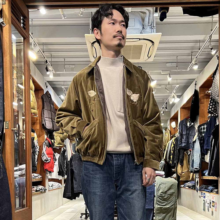 OLD JOE BRAND - STUNNING VELVET SOUVENIR JACKET - Niwatori(Rooster) to Hiyoko(Chick) - 252OJ-JK12