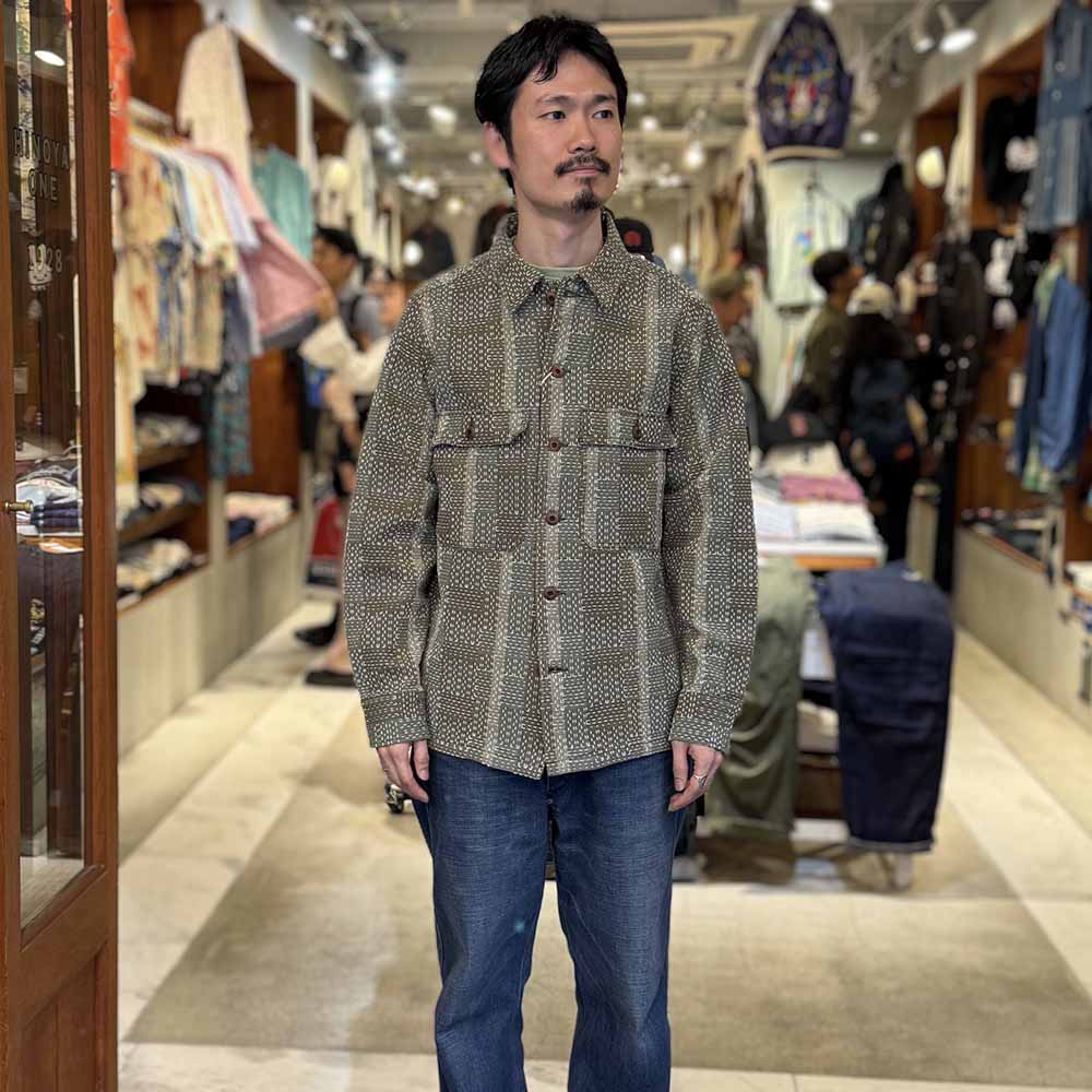 STUDIO D’ARTISAN - NORAGI ARMY SASHIKO - LONG SLEEVE SHIRT - 5718