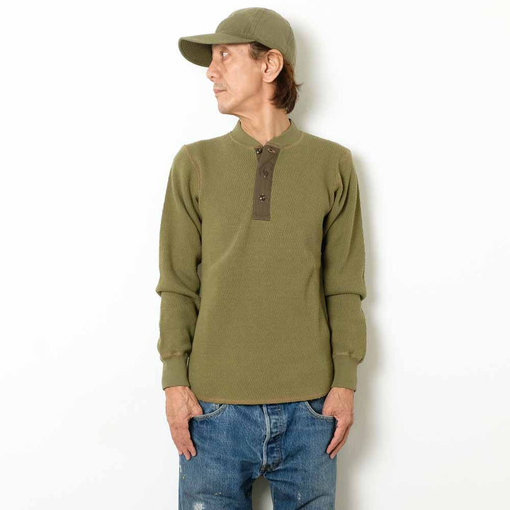 BUZZ RICKSON'S - THERMAL HENLEY NECK T-SHIRTS - BR68130