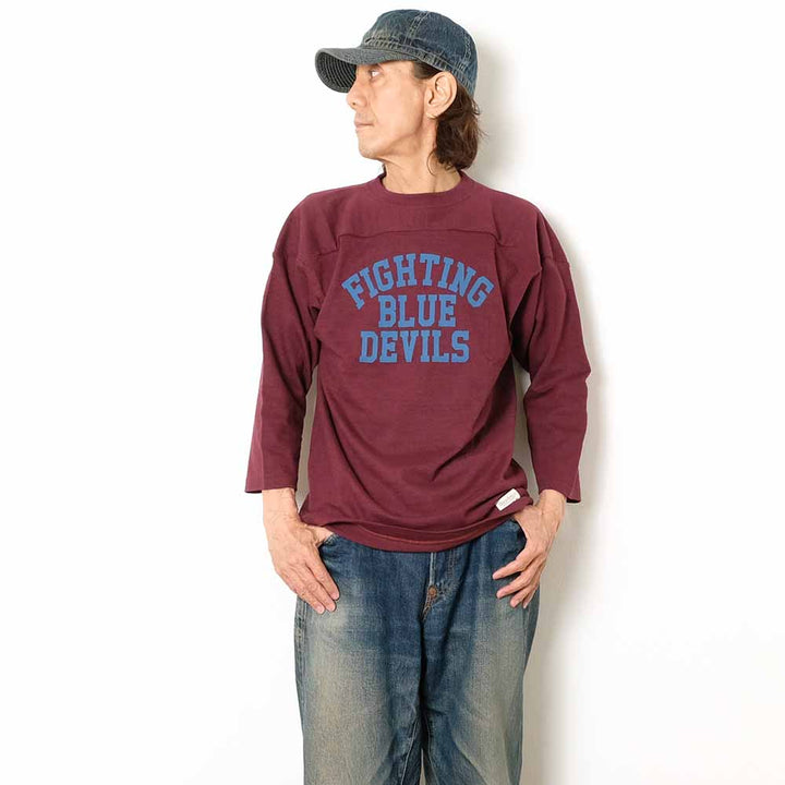 WAREHOUSE - 7/10 SLEEVE FOOTBALL T-SHIRT - BLUE DEVILS - 4063BLU-26