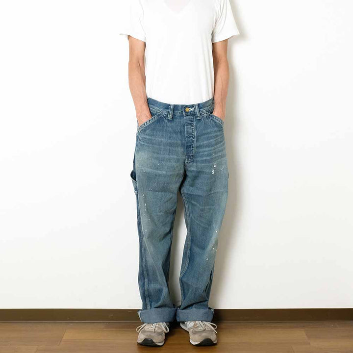 SUGAR CANE - 11oz. BLUE DENIM WORK PANTS - AGED MODEL - SC42549