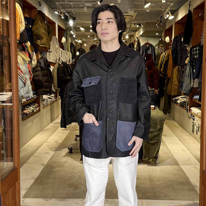 BLUE BLUE - Indigo Switch Leather Coveralls - 1017730