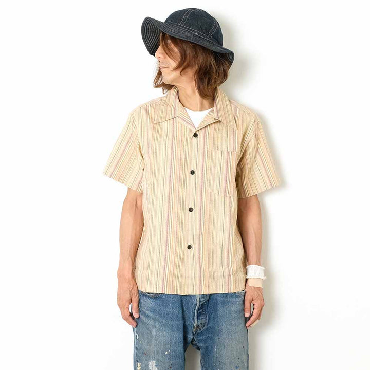 SUGAR CANE - MULTI STRIPE - S/S OPEN SHIRT - SC39520