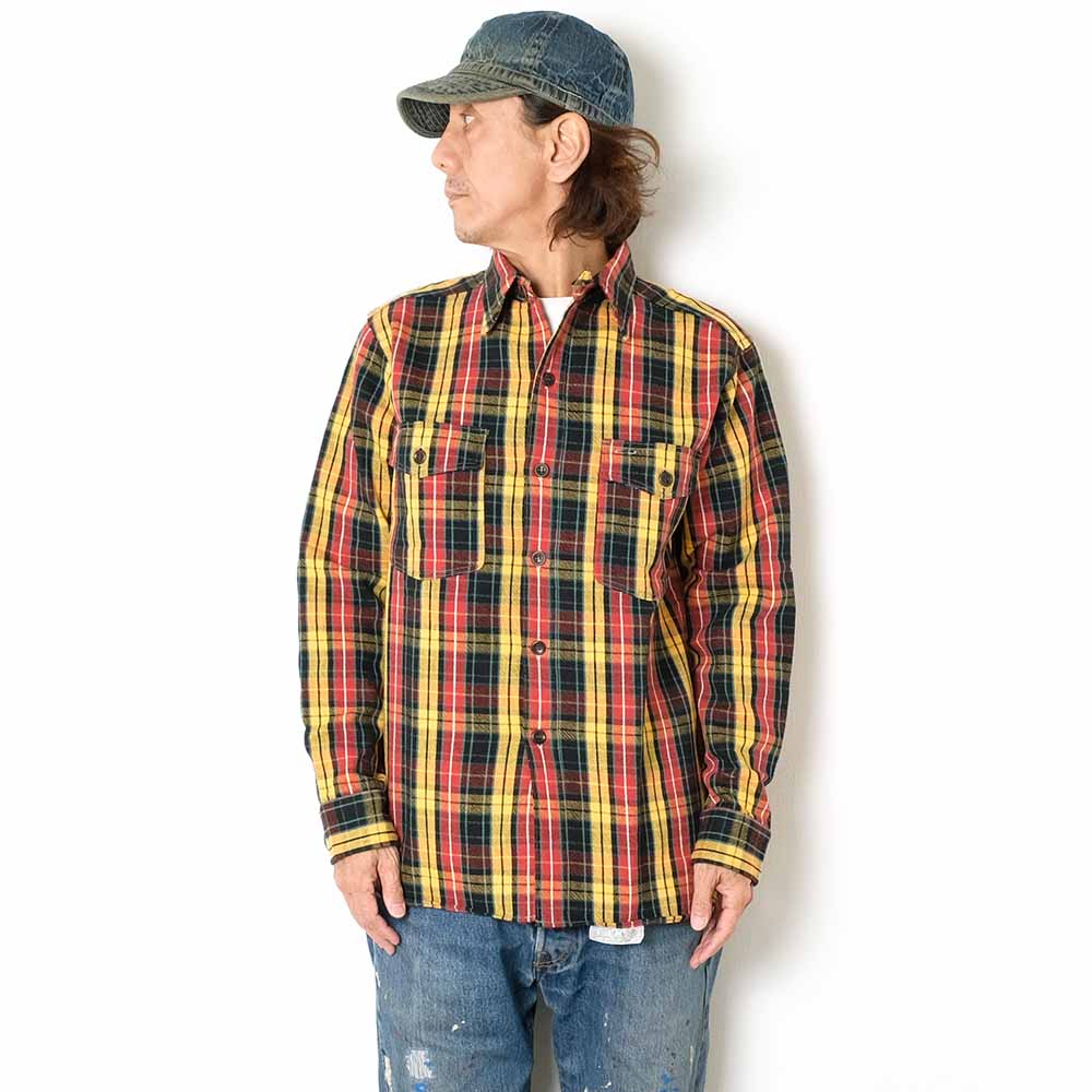 WAREHOUSE - Lot.3022 FLANNEL SHIRTS WITH CHINSTRAP - F柄 - ONE WASH - WH-3022F24