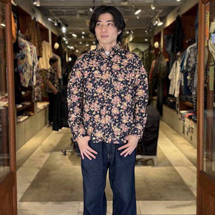 衣櫻 - シーチング素材 - 長袖レギュラーシャツ - 枝垂桜 - SA1721