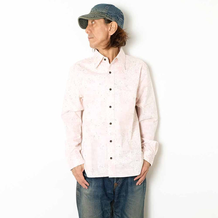 衣櫻 - サザンクロス素材 長袖レギュラーシャツ - 裏霞舞桜 - SA1743