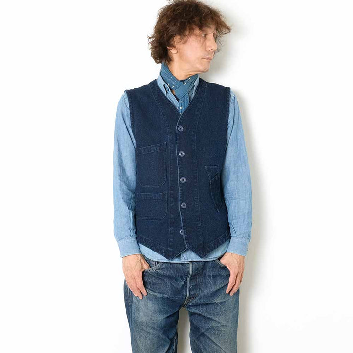 Soundman - Working Waist Coat - Marcy - Indigo Dyed SASHIKO - M376-655X