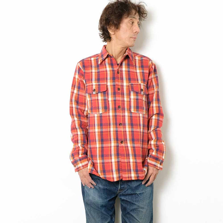 WAREHOUSE - Lot.3022 FLANNEL SHIRTS WITH CHINSTRAP - G柄 - ONE WASH - 3022G-23