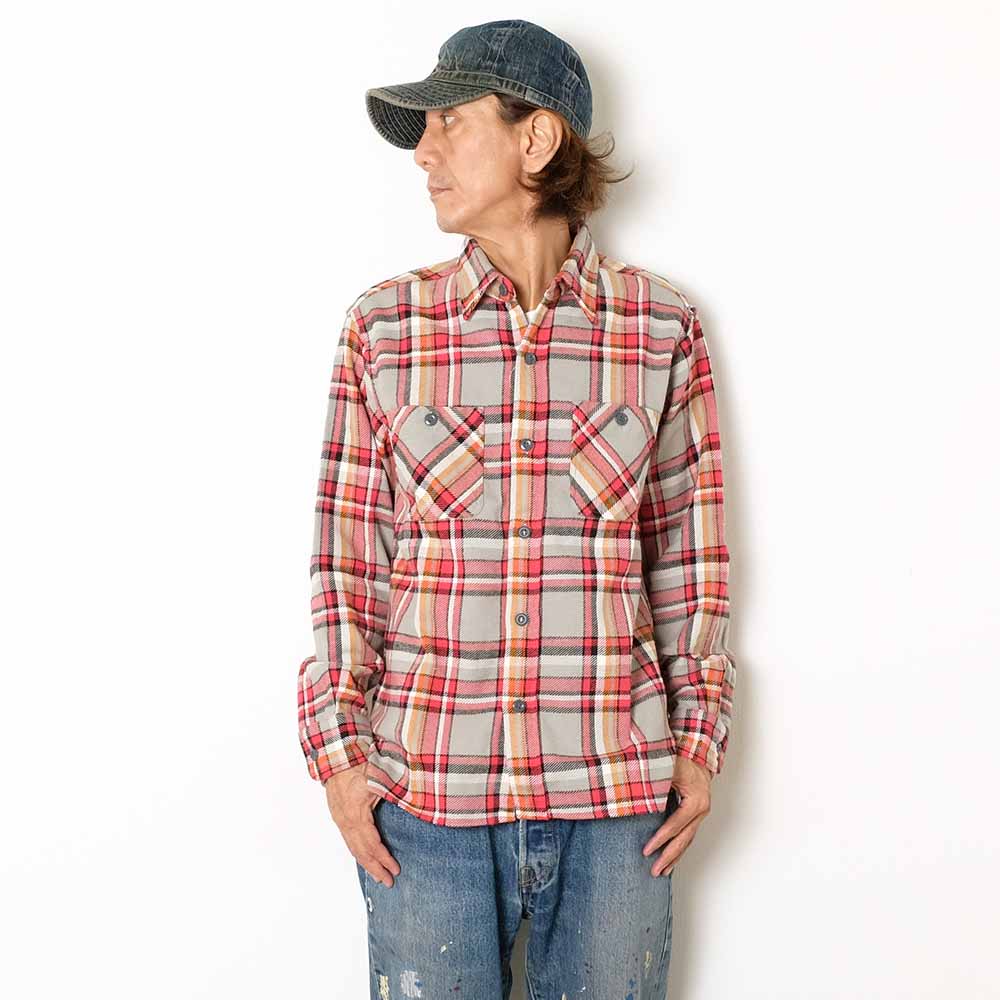 SUGAR CANE - TWILL CHECK WORK SHIRT - SC29565