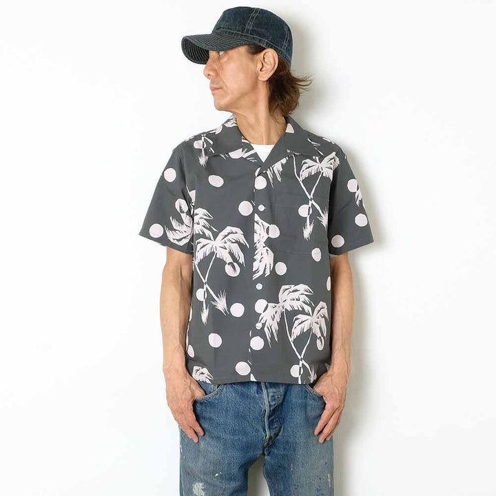 Duke Kahanamoku - COTTON HAWAIIAN SHIRT - MOONLIGHT PALMTREE - DK39451