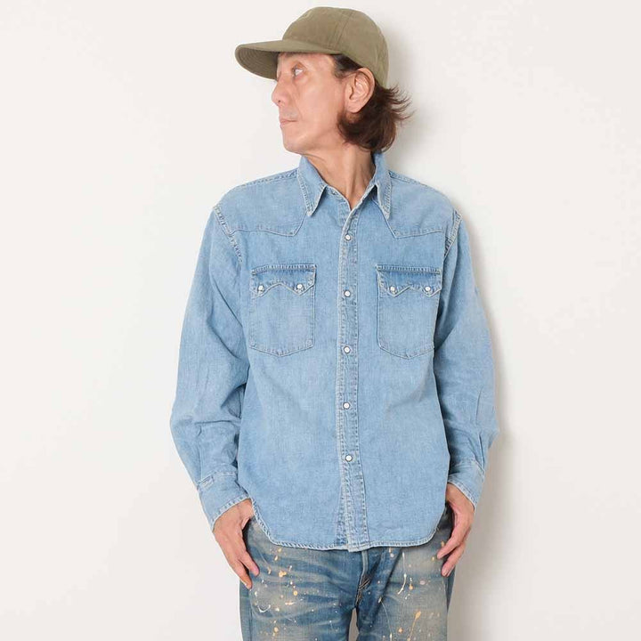 REMI RELIEF - 8.5oz DENIM WESTERN SHIRT - Sawtooth Flap Pockets - RN2048SDR