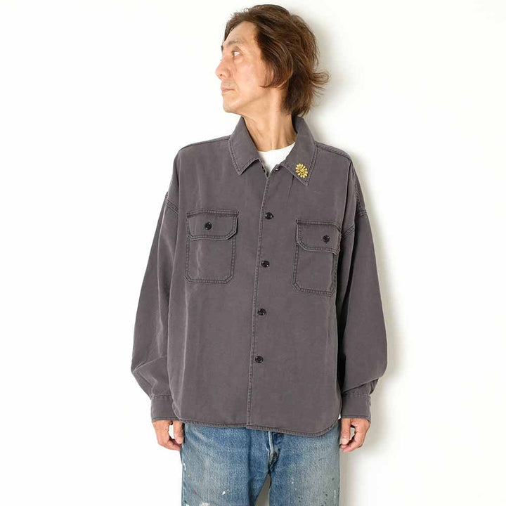 REMI RELIEF - WIDE MILITARY SHIRT - Big Flower Studs - RN2043SDP