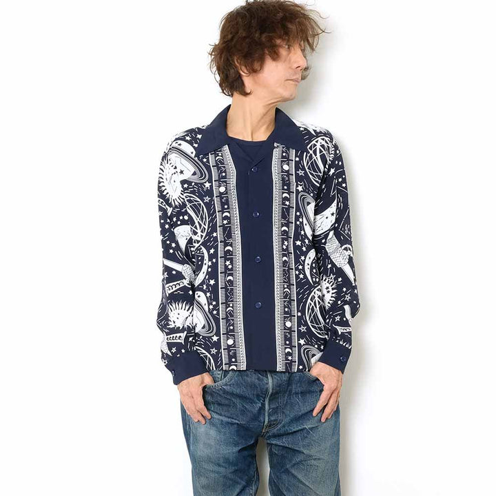 SUN SUR - HINOYA EXCLUSIVE - L/S RAYON HAWAIIAN SHIRT - COSMO GRAPHIC - SS29051HY