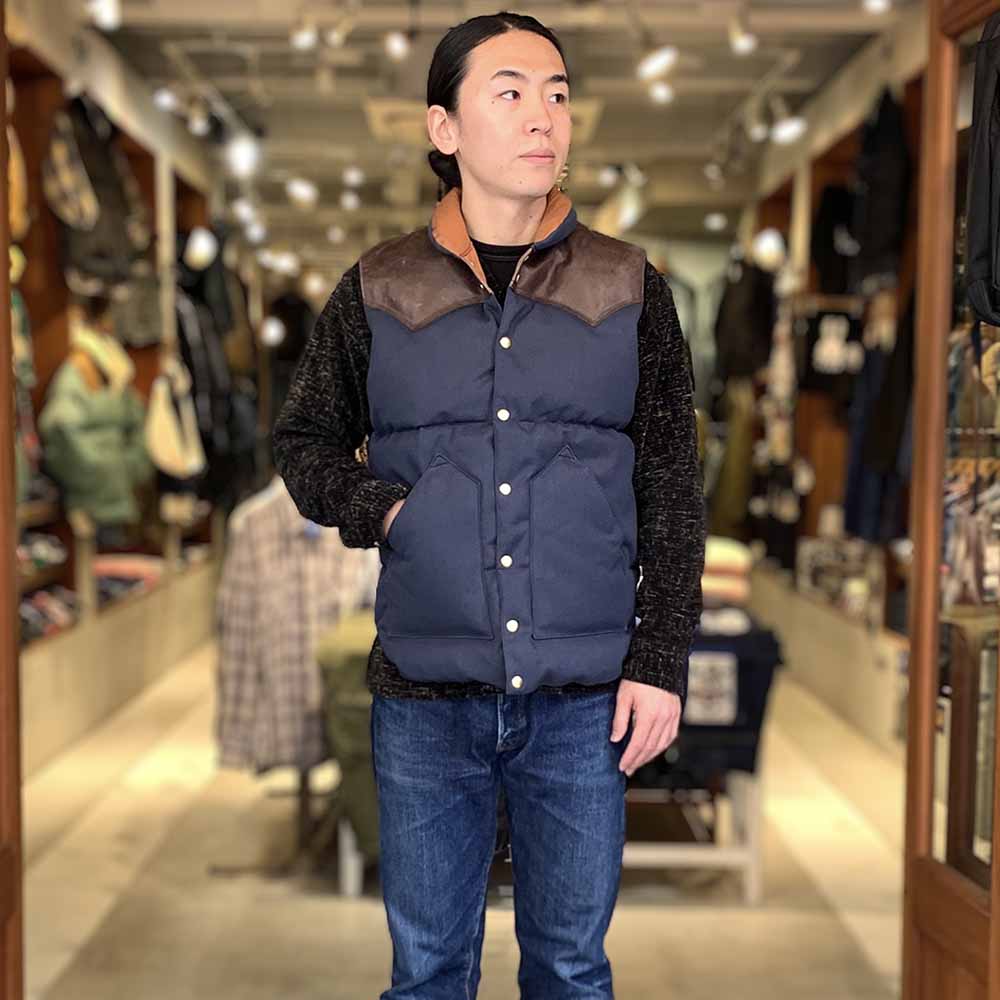 WAREHOUSE × Rocky Mountain Featherbed - CANVAS DOWN VEST - WHRM-2223
