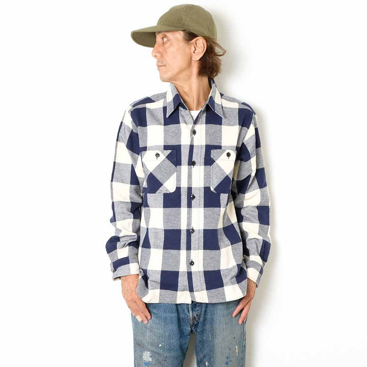 SUGAR CANE - TWILL PLAID WORK SHIRT - SC29557