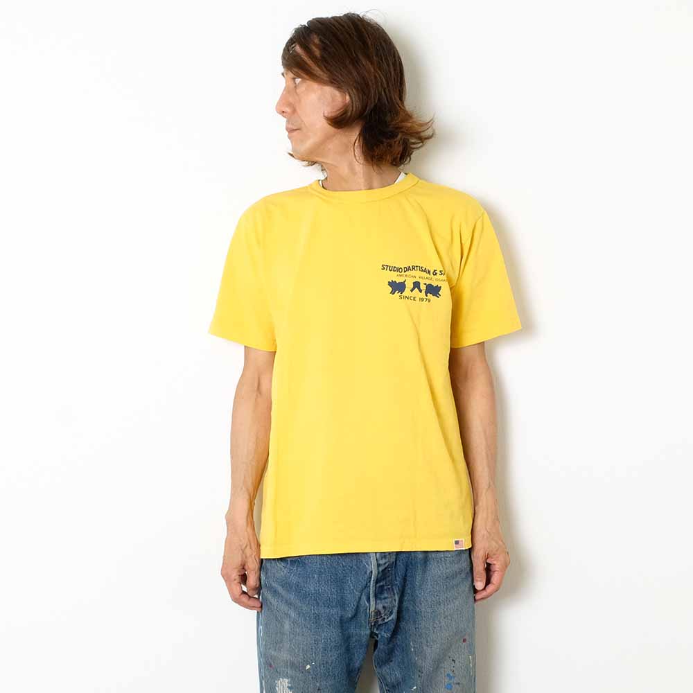 STUDIO D’ARTISAN - USA COTTON T-SHIRT - TWO PIG MARK - 8153