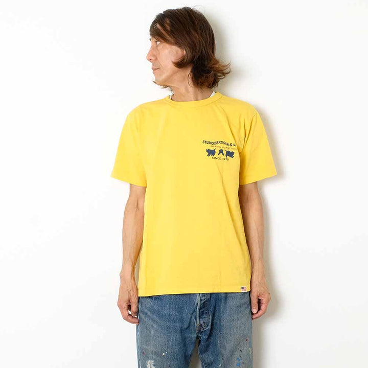 STUDIO D’ARTISAN - USA COTTON T-SHIRT - TWO PIG MARK - 8153
