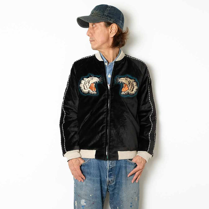 TAILOR TOYO - Mid 1950s Style - Velveteen × Acetate Quilted Souvenir Jacket - Stencil Paint - TOYO ENTERPRISE 60th Anniversary - Special Edition - TIGER HEAD × EAGLE - TT15809