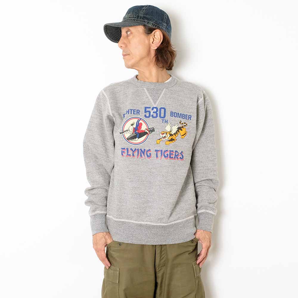 BUZZ RICKSON'S - SET-IN CREW SWEAT - 530th FTR-BOMB FLING TIGERS - BR69634